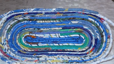 Handgefertigter Baumwollstoff aufgerollter Korb Multi Color Blues Bread... - Bild 1 von 4