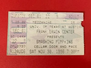 Smashing Pumpkins Concert Ticket stub Nov 30, 1996 Austin, TX - Picture 1 of 1