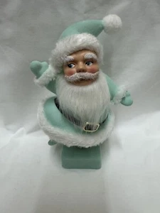 Tanzender beflockter tanzender Weihnachtsmann türkis Vintage Style T-36 - Bild 1 von 8