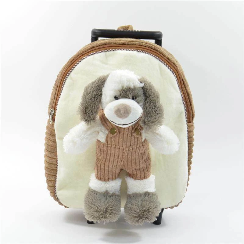 KÖGLER 3 in 1 Tierrucksack Trolley Kindergartentasche mit abnehmbarem Plüschtier Hund