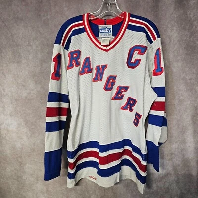Camiseta masculina rara CCM autêntica Cosby New York Rangers Mark Messier 11 alça 42 M - Imagem 1 de 4