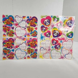 Lot of 2 Partially Used Lisa Frank Rainbow Teddy Panda Bear Stickers Vtg 1989 - Picture 1 of 12