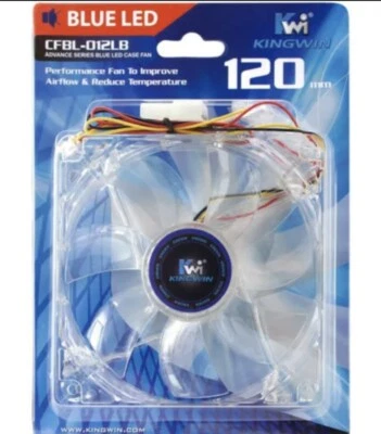 kingwin PC FAN cfbl-012lb BLUE LED 120mm advanced series case fan - Image 1 of 3