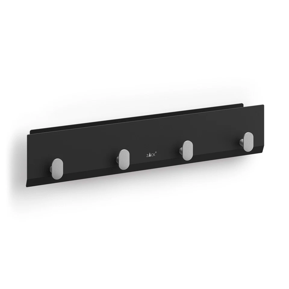 ZACK Schlüsselbrett Schlüsselleiste KANES 30 cm aus Edelstahl mit Ablage schwarz - Bild 1 von 1