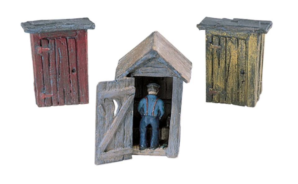 Woodland Scenics HO Scale D214 3 Outhouses and Man