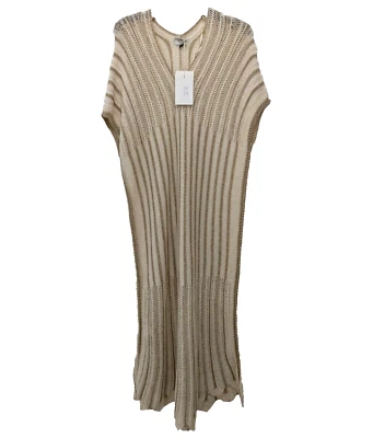 Vestido Floris Para Mujer Crochet Dorado Crema Talla Pequeña-Mediana Hecho en Italia Foto 1 de 4