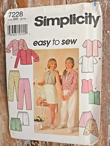 Simplicity Sewing Pattern 7228 Girls Tops Skirt Pants Shorts Easy Sizes 12,14 UC - Picture 1 of 2