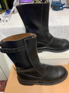 Vintage Portuguese Paratroopers / Marine Black Leather Boots Size UK 8 (42) - Picture 1 of 11