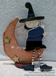 NEW HALLOWEEN WITCH SITTING ON A CRESENT MOON PARTY TABLE DECORATION - Picture 1 of 2