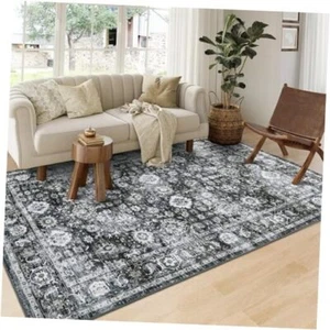 Washable Rugs 8 x 10 Area Rugs for Living Room 8'x10' Distressed Stone Gray - Picture 1 of 8