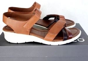 ECCO Women (US 9-9.5 EU 40 Medium) Felicia Brown Ankle Strap Wedge Only Tried On - Picture 1 of 11