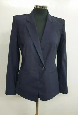 Helmut Lang blue jacket US 0 UK 4/6 navy blazer new tags front overlap stretch - Image 1 of 4