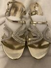 Ladies Anne Michelle Heeled Ankle Strap Sandal Shoes Ladies Strappy Gold Heels