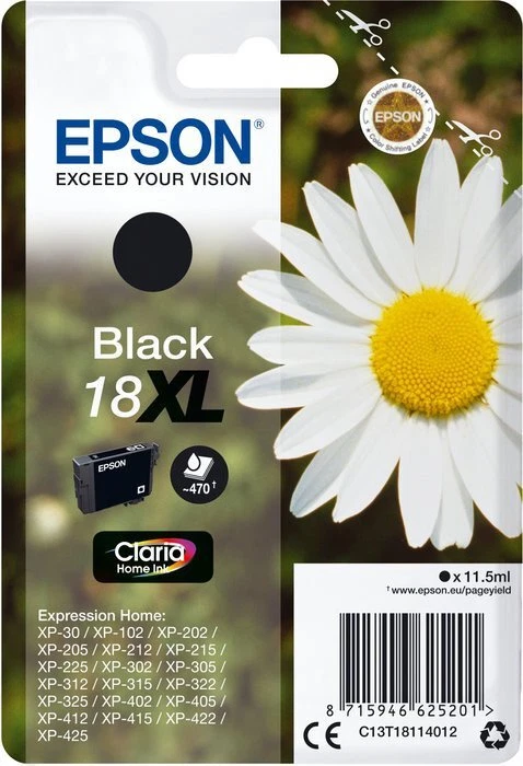 Cartucho de tinta original Epson 18 XL XP102 XP202 XP205 XP212 XP215 XP302 XP305 Foto 1 de 1