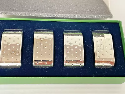 4 Kate Spade Lenox  Silver Plate Napkin Rings Excellent Condition Boxed Gift - Image 1 of 4