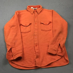 VINTAGE Woolrich Shirt Mens Large Orange Solid 100% Wool Flannel Work USA 80s - Picture 1 of 12
