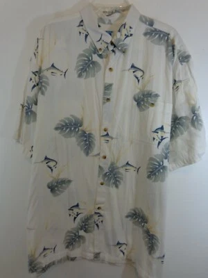 Hook & Tackle Shirt Men's  2XL White Blue Fish Print S/S Button Down Fishing - Image 1 of 4