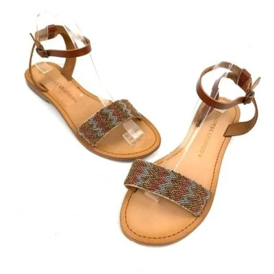 CHINESE LAUNDRY Shoes Womens 8.5 Z BABY Sandals Beaded Leather Flats Slip Ons - Image 1 of 4