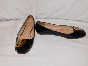 Tory Burch Black Patent Leather Flat Heel Shoes Size 8 1/2M
