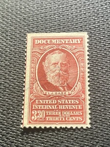 U.S. Revenue Stamp Scott R674~ 1954 ~ $3.30 Red ~ DOCUMENTARY ~ XF ~ Used - Picture 1 of 2