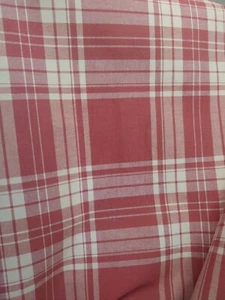 2 Yds. Ametex Red/White Plaid Woven Cotton Home Decor Fabric Upholstery Pillows  - Picture 1 of 7