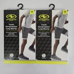 Athletic Works Boys Medium (8) Youth Compression Long Shorts NEW Lot of 2 - Picture 1 of 6