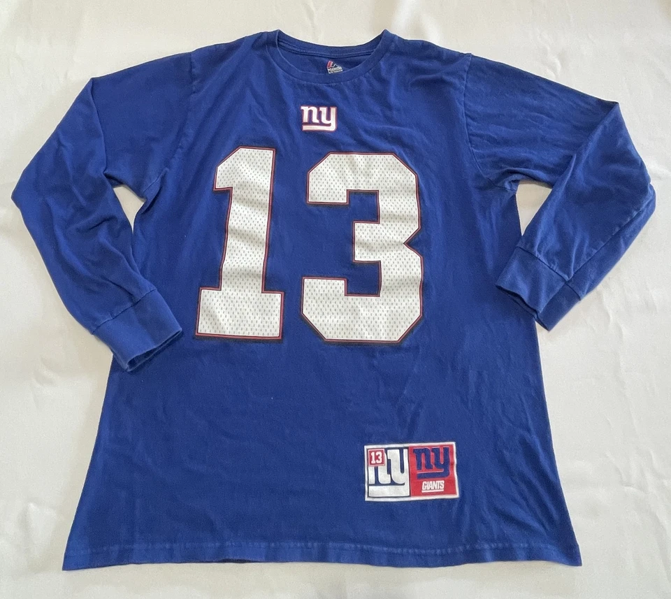 Camisa de los New York Giants para hombre grande NFL fútbol americano Odell Beckham Jr 13 manga larga Ma Foto 1 de 4