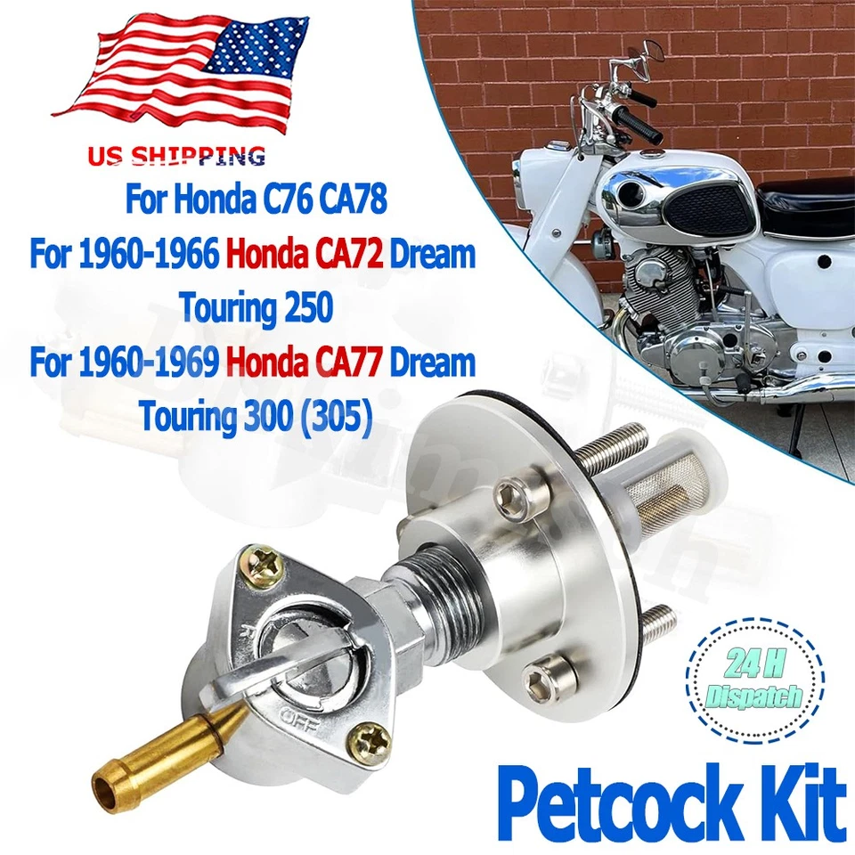 Fuel Gas Tank Petcock For Honda Dream 305 250 Touring CA72 CA77 60-69 CA78 C76 Foto 1 de 4