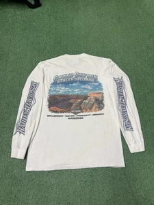 Vintage Harley Davidson Flame Grand Canyon Long Sleeve Shirt Medium White MARKED - Picture 1 of 19