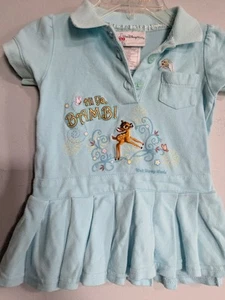 Walt Disney World Baby Mädchen Größe 6 Monate bestickt Bambi blau Polokleid - Bild 1 von 8
