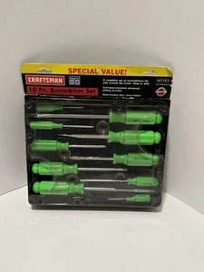 Craftsman Hi Viz Neon Green 10pc Screwdriver Set 47151 Pratt Read USA - Picture 1 of 10