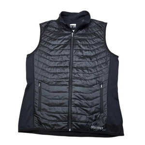 Marmot Quilted Vest Mens XL Black Full Zip Sleeveless Puffer Jacket Co. Logo - Picture 1 of 13