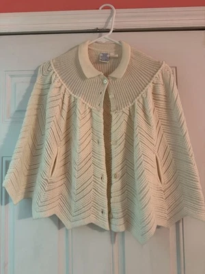 Mantón de ganchillo vintage Nann-Knits talla M (7-14) nanette blanco para niños 100 % acrílico Foto 1 de 4