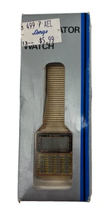 Vintage 1980s Hitron Quartz LCD Calculator Gold Tone Watch with Alarm - Picture 1 of 6