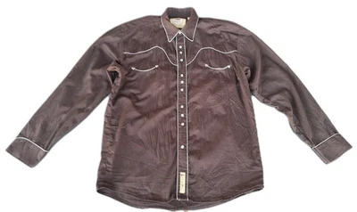 Larry Mahan Shirt Mens Large Cowboy Collection Western Pearl Snap Brown 90s Y2K  - Image 1 of 4