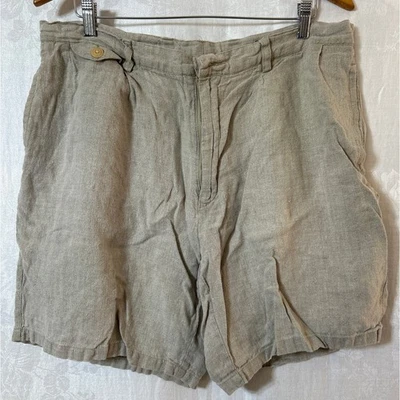 Pantalones Cortos Nautica 38 Vintage 100% Lino Tostado Cabina Foto 1 de 4