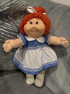 Cabbage Patch Kid HM#15 1989 Transitional Red Single Pony Brown Eyes HTF Dress - Picture 1 of 12