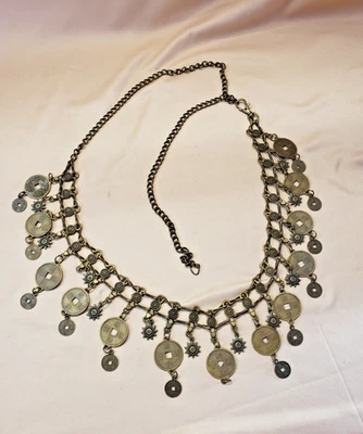 Vintage Lucky Chinese Coins and Suns Dangle Chain Belt 40" - Image 1 of 4