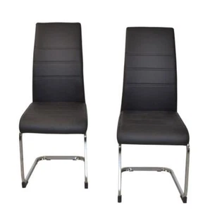 Esszimmerstuhl Schwingstuhl Schwingsessel Freischwinger Stuhl 2er-Set schwarz - Bild 1 von 5