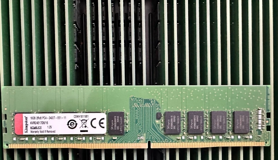 Kingston 16GB DDR4 2400 ECC UDIMM RAM 2Rx8 PC4-2400T-EE1 KVR24E17D8/16 PC4-19200 - Image 1 of 1