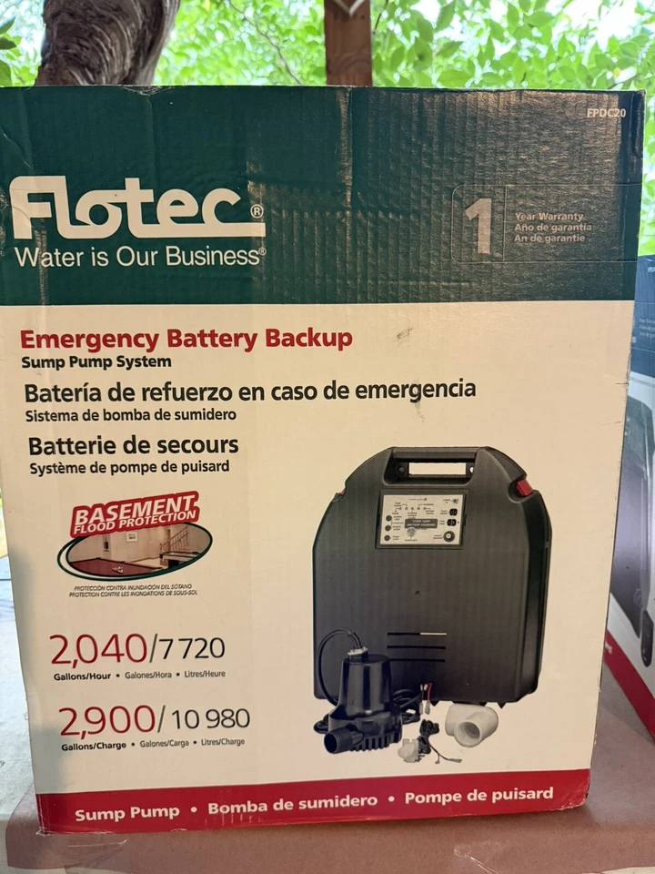 Nuevo sistema de bomba de sumidero de respaldo de batería de emergencia Flotec FPDC20 nuevo sellado Foto 1 de 1