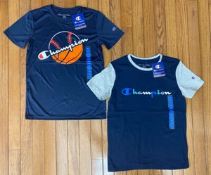NWT Champion Boys Youth T-Shirts Tee Lot Of 2 Logo Size 10 / 12 - Picture 1 of 7