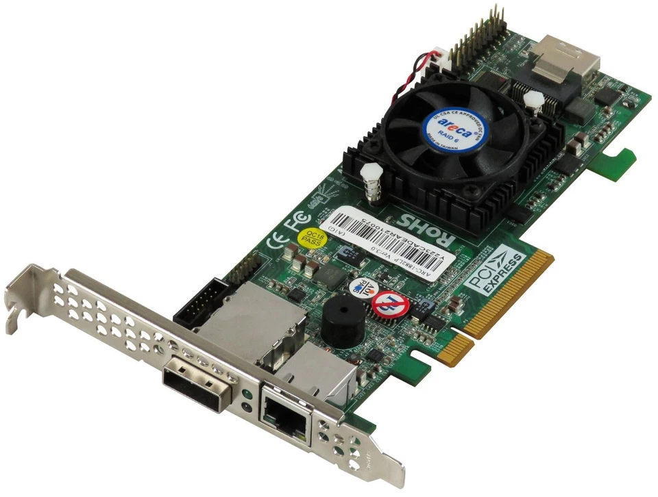 Raid Controller Card Areca ARC-1882LP Raid 1Gbps SAS Pci-e 1x SAS (SFF-8088) - Image 1 of 2