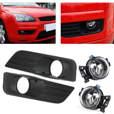 For Ford Focus 2005-2007 2X Front Bumper Fog Lights Cover Grille + Lamp Kit Foto 1 de 4