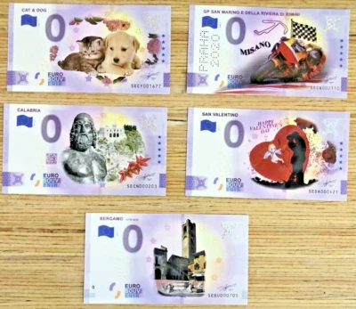 0 Euro Souvenir Banknote Colour Italy Set of 5 Souvenirscheine 2019 - 2020 SEDA - Image 1 of 4