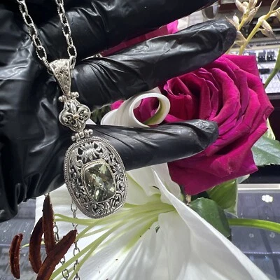 Lindo colar pingente de ametista verde Phillip Gavriel prata 18k e St - Imagem 1 de 4