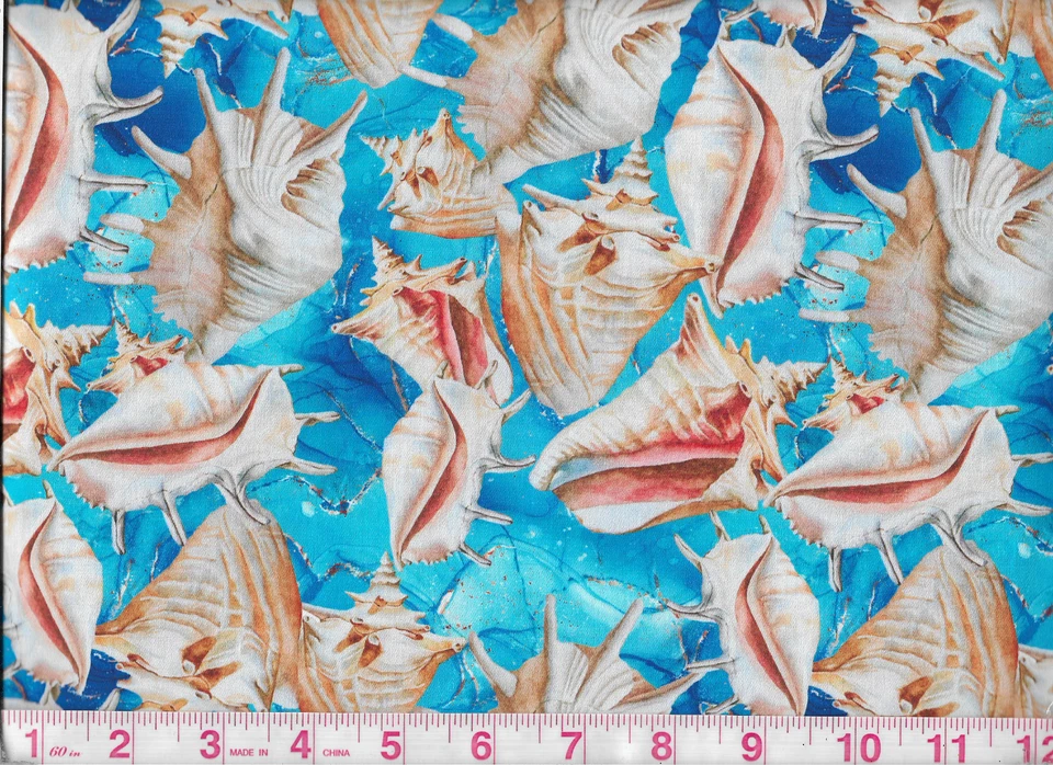 FABRIC~SEASHELLS~QUILT FABRIC FAT QUARTER - image 1 of 1