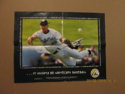 MWL West Michigan White Caps Vintage IT OUGHTA BE WHITECAPS BASEBALL Logo Poster Cover