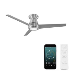 Modern Forms Ceiling Fans With Lights 44" Smart 3-Blade Flush Mount Aluminum - Picture 1 of 10