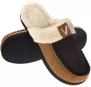 Men Comfy Fuzzy House Slipper Shoes Scuff Memory Foam Moccasin Fleece Slip on - Picture 1 of 12